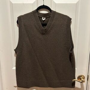 Arket Men's V-Neck Brown Sweater Vest